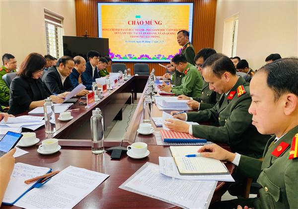 LÃNH ĐẠO CÔNG AN THÀNH PHỐ LÀM VIỆC VỚI XÃ AN KHÁNH VÀ AN QUANG