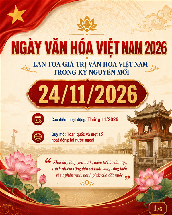 V/v triển khai thực hiện Quyết định số 1558/QĐ-BVHTTDL ngày 03/7/2026 của Bộ trưởng Bộ Văn hóa, Thể thao và Du lịch ban hành Kế hoạch tổ chức “Ngày Văn hóa Việt Nam” năm 2026 