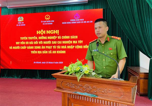 Công an xã An Khánh tổ chức Hội nghị tuyên truyền, hướng nghiệp và triển khai chính sách vay vốn ưu đãi đối với người sau cai nghiện ma túy và người chấp hành xong án phạt tù trở về địa phương
