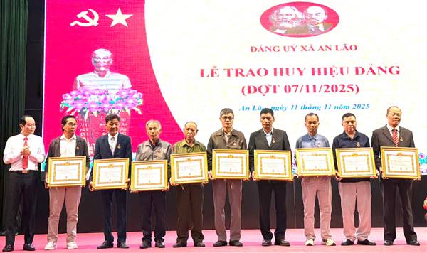 Đảng  ủy xã An Lão trao huy hiệu Đảng (Đợt 07/11/2025)