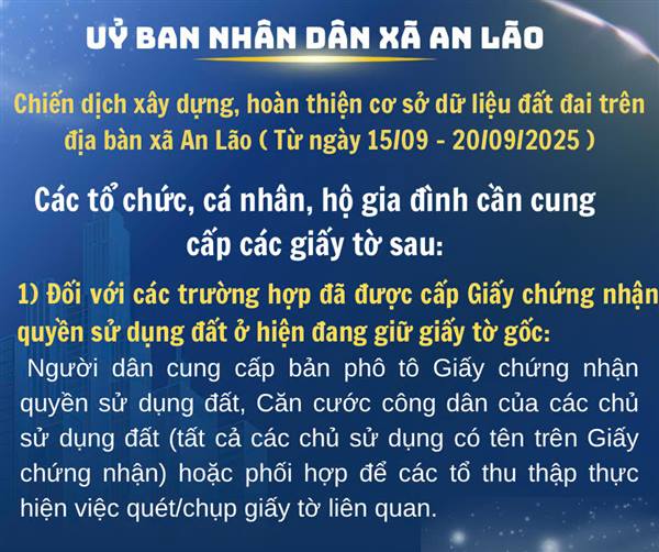 Ủy ban nhân dân xã An Lão thông báo