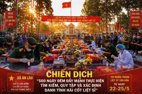 XÃ AN LÃO LÀM ĐIỂM THỰC HIỆN CHIẾN DỊCH 500 NGÀY ĐÊM ĐẨY MẠNH TÌM KIẾM QUY TẬP VÀ XÁC ĐỊNH DANH TÍNH HÀI CỐT LIỆT SỸ
