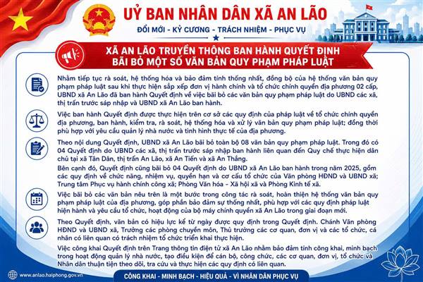 XÃ AN LÃO TRUYỀN THÔNG BAN HÀNH QUYẾT ĐỊNH BÃI BỎ MỘT SỐ VĂN BẢN QUY PHẠM PHÁP LUẬT