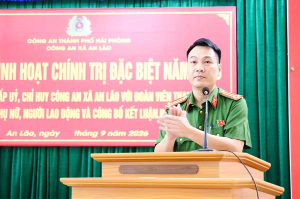 CÔNG AN XÃ AN LÃO TỔ CHỨC ĐỐI THOẠI VỚI ĐOÀN VIÊN, HỘI VIÊN, NGƯỜI LAO ĐỘNG