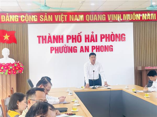 Phường An Phong làm việc với Công ty CP KCN Sài Gòn - Hải Phòng về tháo gỡ khó khăn trong công tác GPMB Cụm công nghiệp phụ trợ Tràng Duệ