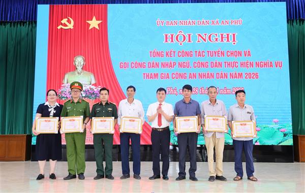 Xã An Phú tổng kết công tác tuyển chọn, gọi công dân nhập ngũ và thực hiện nghĩa vụ tham gia Công an nhân dân năm 2026