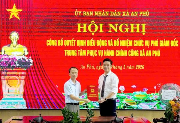 Xã An Phú điều động, bổ nhiệm Phó Giám đốc Trung tâm Phục vụ hành chính công