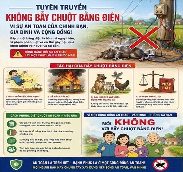 Tăng cường  phòng ngừa vi phạm pháp luật trong sử dụng điện để bẫy chuột, bảo vệ sản xuất nông nghiệp 