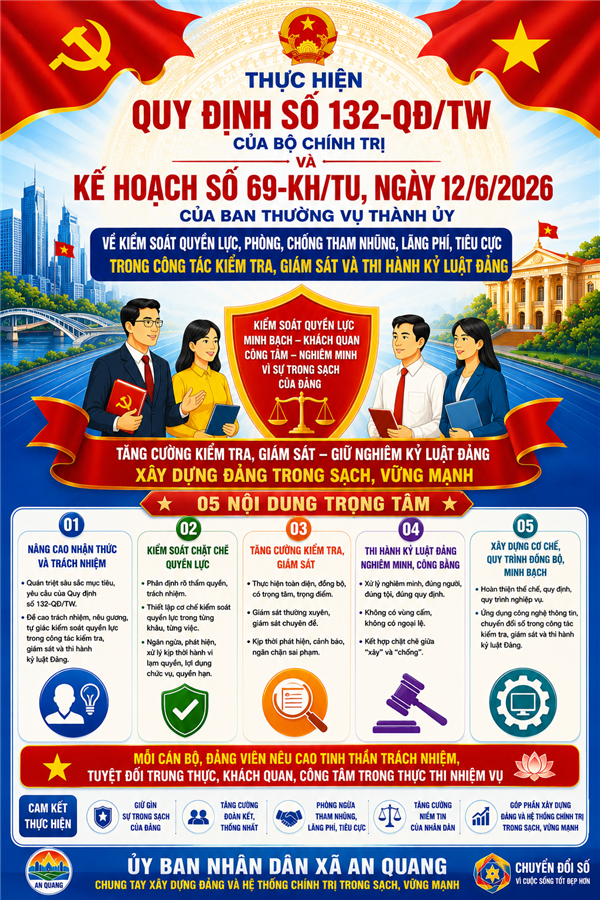  Quy định số 132-QĐ/TW của Bộ Chính trị và Kế
hoạch số 69-KH/TU, ngày 12/6/2026 của Ban Thường vụ Thành ủy