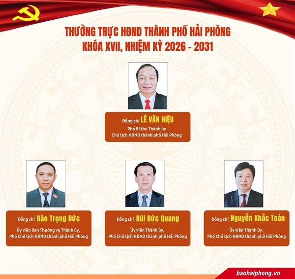 04 ĐỒNG CHÍ LÃNH ĐẠO HĐND THÀNH PHỐ HẢI PHÒNG KHÓA XVII, NHIỆM KỲ 2026 - 2031