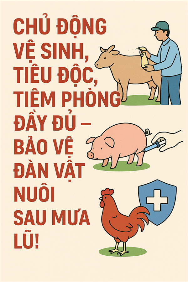 Hướng dẫn một số biện pháp kỹ thuật chăm sóc, nuôi dưỡng, bảo vệ vật nuôi trong mùa mưa bão