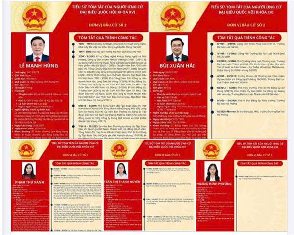 Danh sách, tiểu sử Người ứng đại biểu Quốc hội khóa XVI tại Đơn vị bầu cử số 2