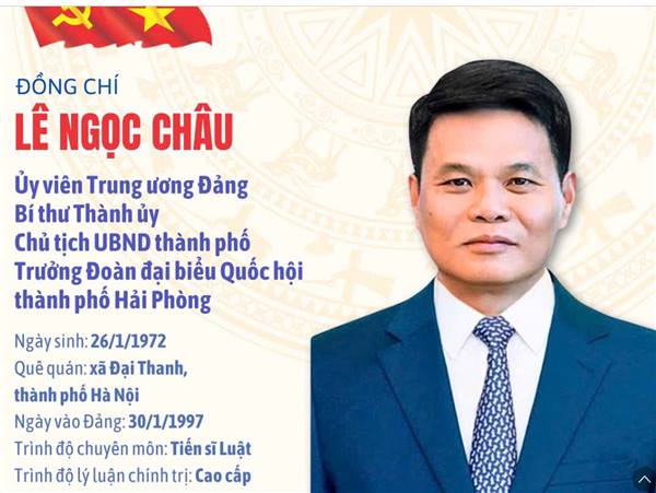 Tóm tắt quá trình công tác của tân Bí thư Thành ủy Hải Phòng Lê Ngọc Châu