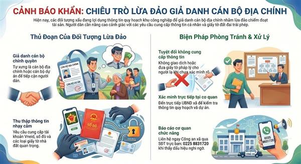 CẢNH BÁO THỦ ĐOẠN GIẢ DANH CÁN BỘ ĐỊA CHÍNH ĐỂ LỪA ĐẢO CHIẾM ĐOẠT TÀI SẢN