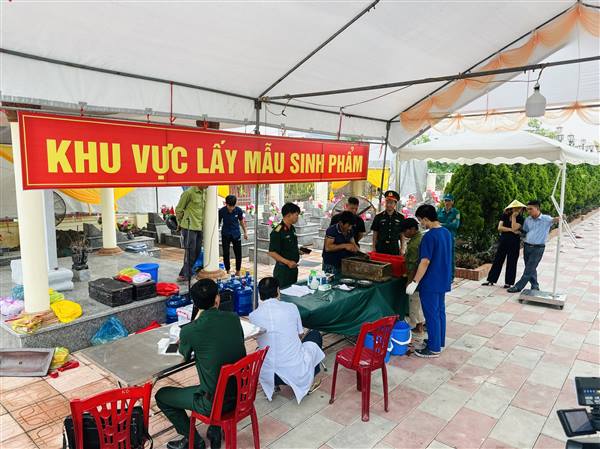 XÃ AN TRƯỜNG HOÀN THÀNH LẤY MẪU SINH PHẨM ADN ĐỐI VỚI CÁC PHẦN MỘ LIỆT SĨ VÔ DANH