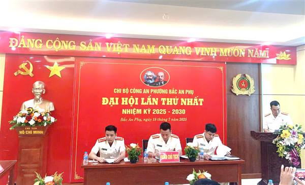 Chi bộ Công an phường Bắc An Phụ tổ chức thành công Đại hội lần thứ nhất nhiệm kỳ 2025 - 2030