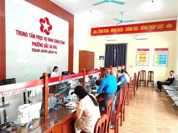 Trung tâm phục vụ hành chính công phường Bắc An Phụ tạo thuận lợi cho công dân, tổ chức, doanh nghiệp