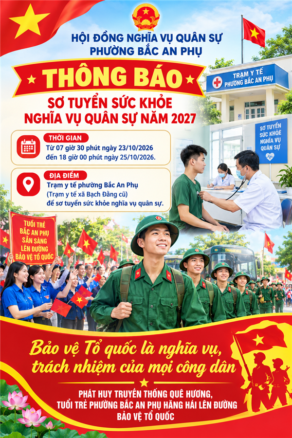 Phường Bắc An Phụ triển khai sơ tuyển sức khỏe nghĩa vụ quân sự năm 2027