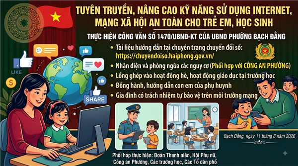 TUYÊN TRUYỀN, NÂNG CAO KỸ NĂNG SỬ DỤNG INTERNET, MẠNG XÃ HỘI AN TOÀN CHO TRẺ EM, HỌC SINH TRÊN ĐỊA BÀN PHƯỜNG