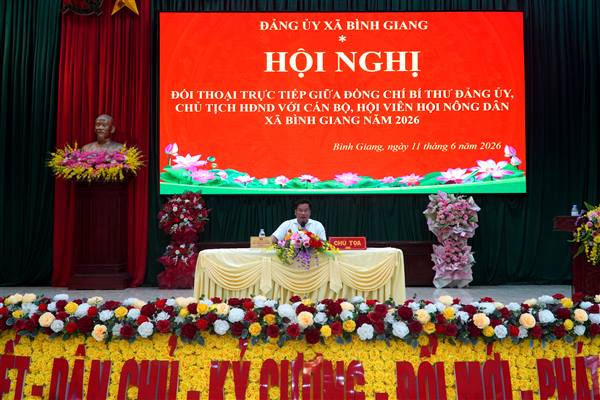 Xã Bình Giang tổ chức Hội nghị đối thoại trực tiếp giữa đồng chí Bí thư Đảng ủy, Chủ tịch HĐND với Hội Nông dân trên địa bàn xã năm 2026