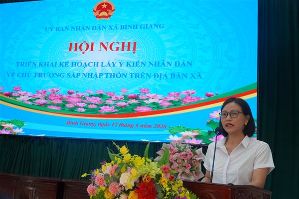 XÃ BÌNH GIANG LẤY Ý KIẾN NHÂN DÂN VÀ TRÌNH HỘI ĐỒNG NHÂN DÂN XÃ BAN HÀNH NGHỊ QUYẾT VỀ VIỆC SẮP XẾP, TỔ CHỨC LẠI THÔN TRÊN ĐỊA BÀN XÃ