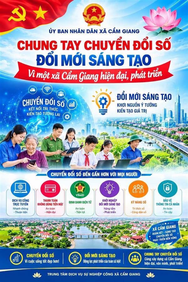 Chung tay chuyển đổi số - đổi mới sáng tạo - Vì một xã Cẩm Giang hiện đại, phát triển