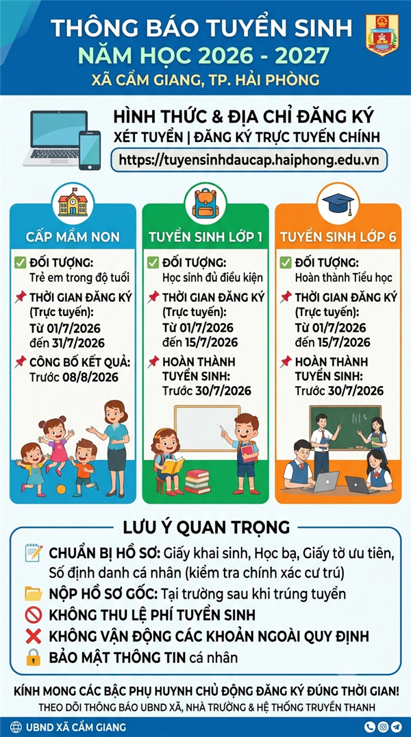 THÔNG BÁO TUYỂN SINH NĂM HỌC 2026 – 2027