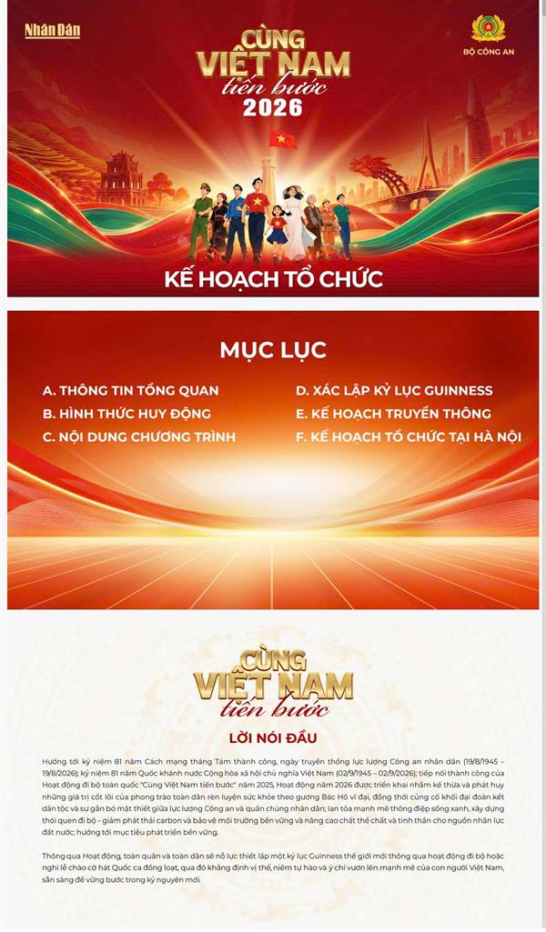 Kế hoạch tổ chức hoạt động Cùng Việt Nam tiến bước năm 2026