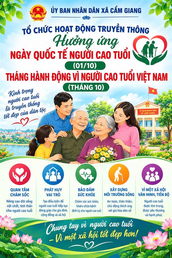 Tổ chức hoạt động truyền thông hưởng ứng Ngày Quốc tế Người cao tuổi  (01/10), Tháng hành động vì Người cao tuổi Việt Nam (tháng 10),   Ngày Quốc tế Trẻ em gái (11/10), Ngày Quốc tế xóa bỏ bạo lực  đối với phụ nữ và trẻ em gái (25/11), Tháng hành động Quốc gia về Dân số (tháng 12) và Ngày Dân số Việt Nam (26/12) và năm 2026  