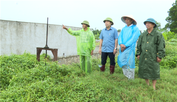 Chủ tịch UBND xã Cẩm Giàng kiểm tra, chỉ đạo sẵn sàng các phương án chống úng bảo vệ sản xuất