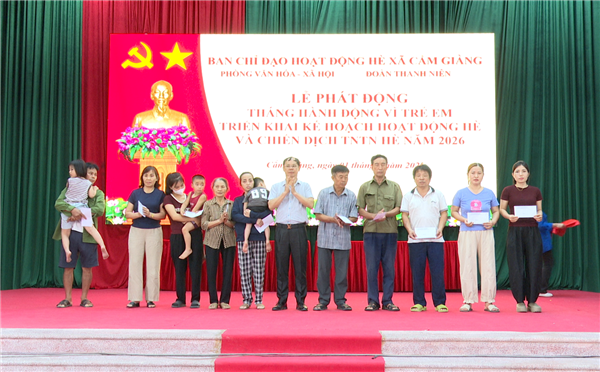 Cẩm Giàng phát động Tháng hành động vì trẻ em, triển khai kế hoạch hoạt động hè và chiến dịch thanh niên tình nguyện hè năm 2026
