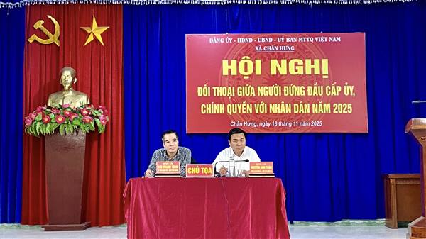 Xã Chấn Hưng tổ chức Hội nghị đối thoại giữa người đứng đầu cấp ủy, chính quyền với nhân dân