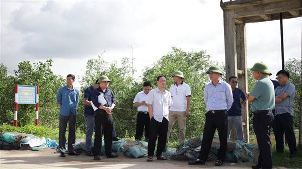LÃNH ĐẠO SỞ NÔNG NGHIỆP VÀ MÔI TRƯỜNG KIỂM TRA CÔNG TÁC PHÒNG, CHỐNG BÃO SỐ 1 (BÃO MAYSAK) TẠI XÃ CHẤN HƯNG