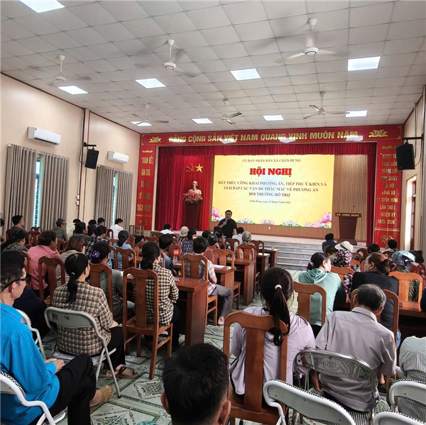 Ủy ban nhân dân xã Chấn Hưng tổ chức Hội nghị kết thúc công khai phương án, tiếp thu ý kiến và giải đáp các vấn đề vướng mắc về phương án bồi thường, hỗ trợ thực hiện Dự án Khu công nghiệp Sân bay Tiên Lãng - Khu B