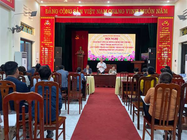 Đảng ủy xã Chí Minh tổ chức hội nghị giao ban với 

Bí thư chi bộ trực thuộc và lấy ý kiến vào dự thảo 

các văn kiện Đại hội XIV của Đảng

