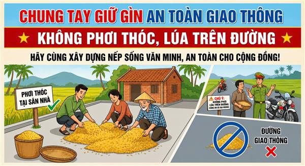 Tăng cường tuyên truyền, xử lý nghiêm hành vi đốt rơm rạ và phơi nông sản trên đường giao thông