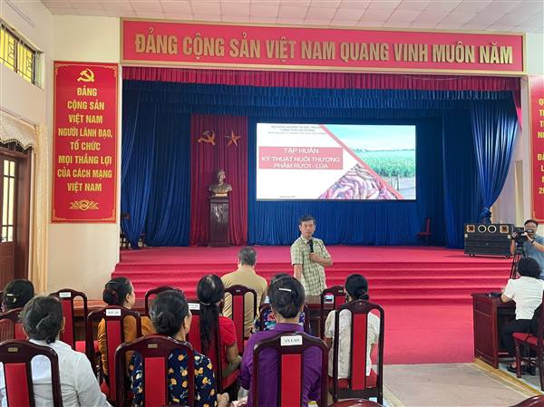 46 học viên tham gia tập huấn chuyên sâu kỹ thuật nuôi rươi thương phẩm kết hợp sản xuất lúa hữu cơ