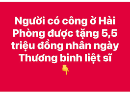 Người có công ở Hải Phòng được tặng 5,5 triệu đồng nhân Ngày Thương binh liệt sĩ
