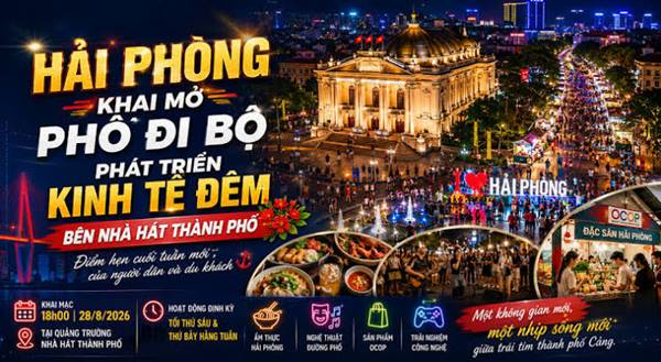 Hải Phòng khai trương phố đi bộ, phát triển kinh tế đêm tại khu vực Nhà hát thành phố