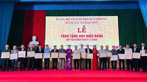 Đảng ủy xã Đại Sơn tổ chức Lễ trao tặng huy hiệu Đảng đợt 02/9 VÀ 07/11/2025