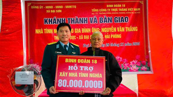 Khánh thành và bàn giao nhà tình nghĩa cho gia đình ông Nguyễn Văn Thắng, thôn Lạc Dục.