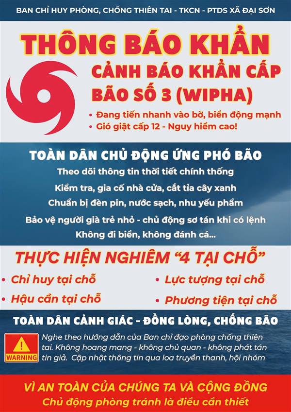 CHỦ ĐỘNG ỨNG PHÓ VỚI CƠN BÃO WIPHA – VÌ SỰ AN TOÀN CỦA MỖI GIA ĐÌNH!