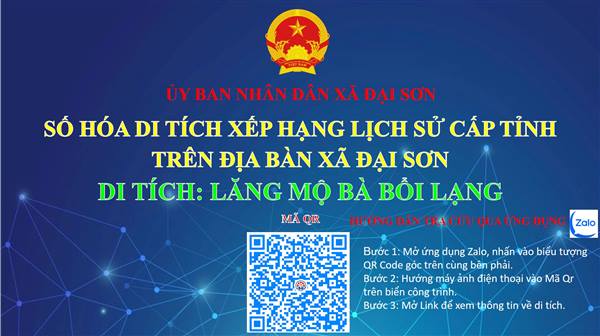CHUYỂN ĐỔI SỐ TRONG LĨNH VỰC VĂN HÓA Ở ĐẠI SƠN: SỐ HÓA DI TÍCH LỊCH SỬ – DỄ DÀNG TRA CỨU QUA ZALO