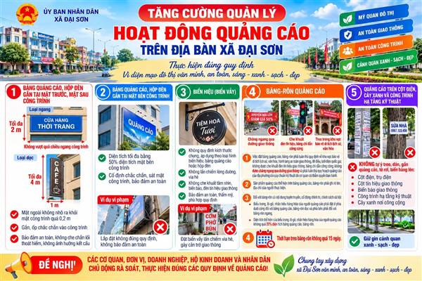 Đại Sơn tăng cường quản lý hoạt động quảng cáo trên địa bàn