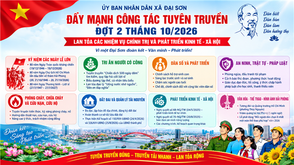 Đại Sơn đẩy mạnh công tác tuyên truyền đợt 2 tháng 10/2026