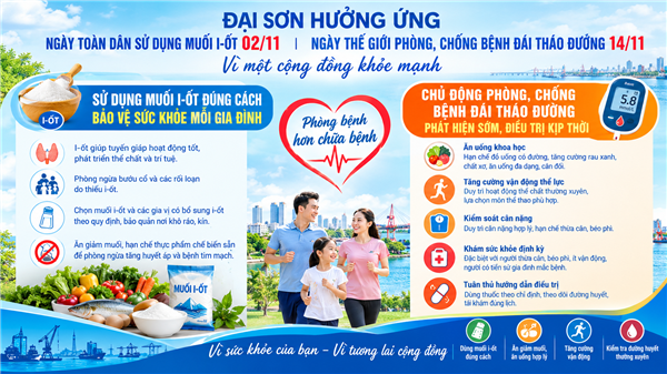 Đại Sơn hưởng ứng Ngày toàn dân sử dụng muối i-ốt 2/11 và Ngày Thế giới phòng, chống bệnh đái tháo đường 14/11 năm 2026