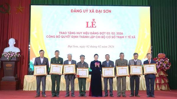 Đảng uỷ xã Đại Sơn tổ chức Lễ trao huy hiệu Đảng và công bố các quyết định về tổ chức Đảng