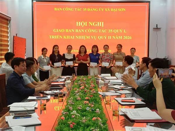Ban Công tác 35 Đảng ủy xã Đại Sơn tổ chức Hội nghị giao ban quý I và triển khai nhiệm vụ quý II năm 2026