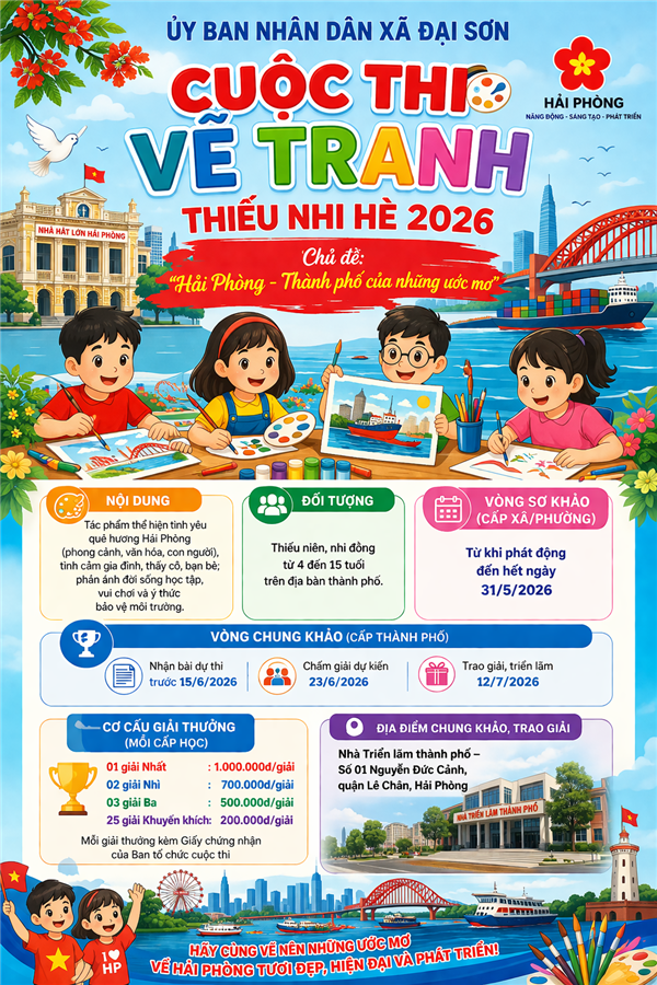 Đại Sơn triển khai cuộc thi Vẽ tranh thiếu nhi hè năm 2026