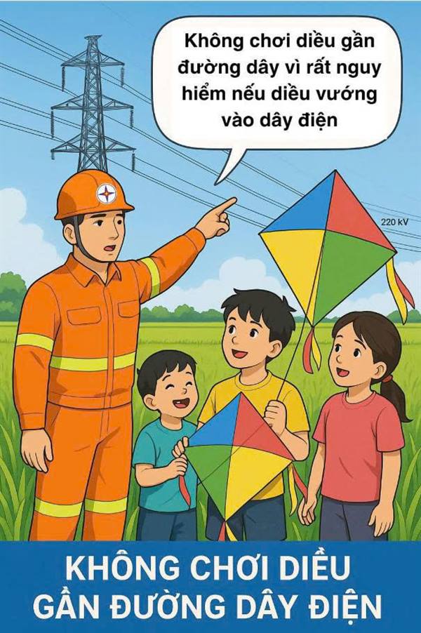 Đại Sơn tăng cường quản lý, ngăn ngừa thả diều vi phạm hành lang an toàn lưới điện